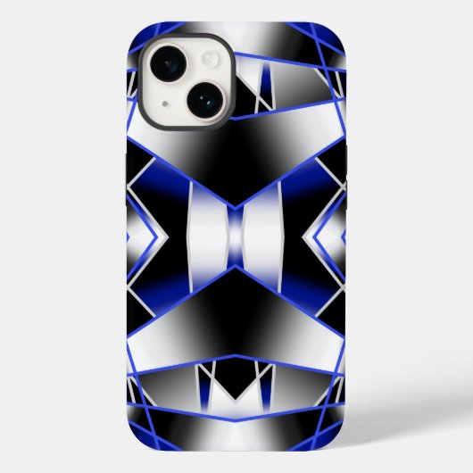 Blauwe gradiënt gevulde mechanische tekenmozaïek Case-Mate iPhone case (Achterkant)