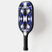 Blauwe gradiënt gevulde mechanische tekenmozaïek pickleball paddle (Links)