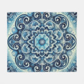 Blauwe Gradient Mandala Design 2 Fleece Deken (Voorkant (Horizontaal))