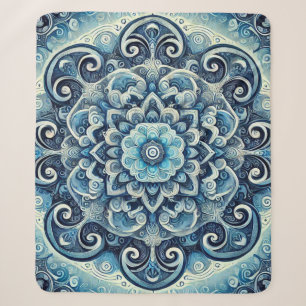 Blauwe Gradient Mandala Design 2 Sherpa Deken
