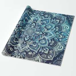 Blauwe Gradient Mandala Design Cadeaupapier