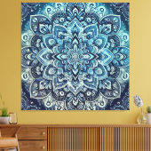 Blauwe Gradient Mandala Design Canvas Afdruk (Insitu (Woonkamer))