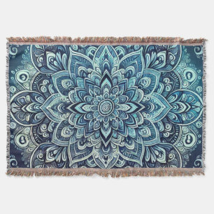 Blauwe Gradient Mandala Design Deken