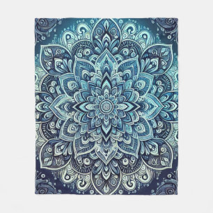 Blauwe Gradient Mandala Design Fleece Deken