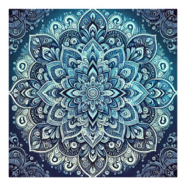 Blauwe Gradient Mandala Design Foto Afdruk