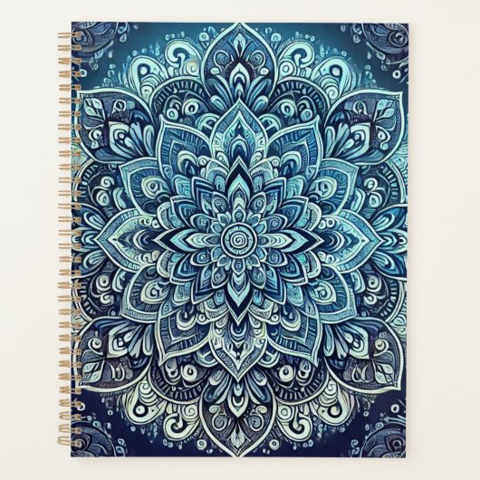 Blauwe Gradient Mandala Design Planner (Voorkant)