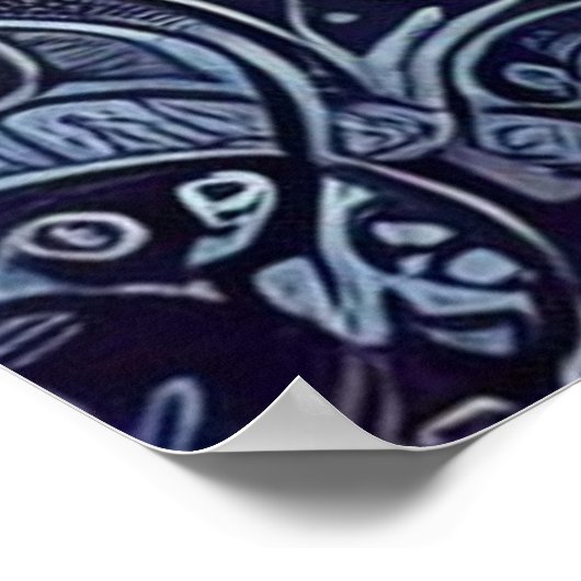 Blauwe Gradient Mandala Design Poster (Hoek)