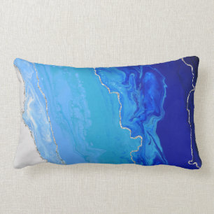 Blauwe Gradiënt Ombre Kleur Zilveren Metallic Lijn Kussen