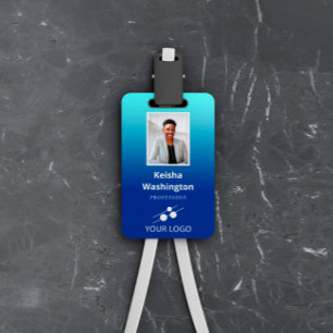Blauwe Gradiënt Voeg Uw Logo Toe Werknemer ID Badge
