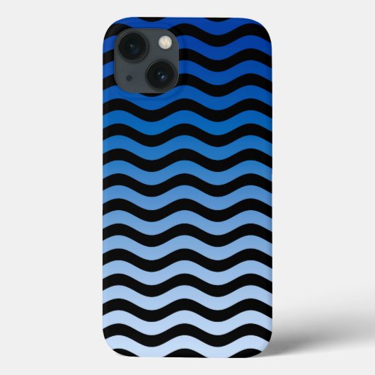 Blauwe gradiënt Wavy Stripes Case-Mate iPhone Case (Achterkant)