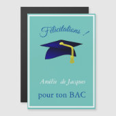 Blauwe graduatie cap - Congrats in French (Voorkant / Achterkant)