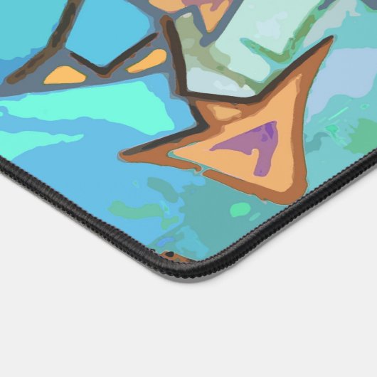 Blauwe Graffiti Design Desk Mat (Hoek)