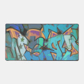 Blauwe Graffiti Design Desk Mat (Voorkant)