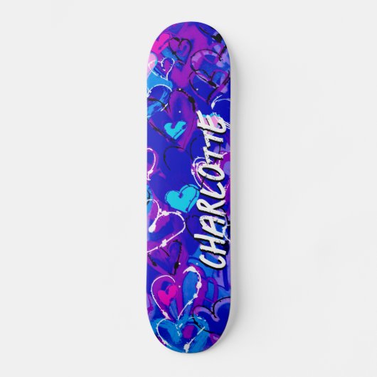 Blauwe Graffiti Harten: Rijden met stijl en flair Skateboard (Voorkant)