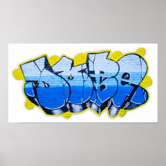 Blauwe graffiti op een muur poster (Voorkant)