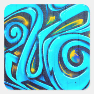 Blauwe Graffiti Street Art Abstract Vierkante Sticker