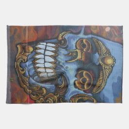 Blauwe graffiti theedoek