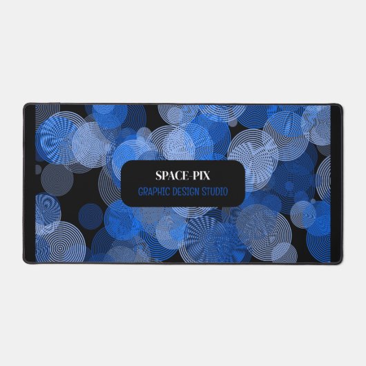 Blauwe grafische cirkels, grafische ontwerper bureaumat (Voorkant)