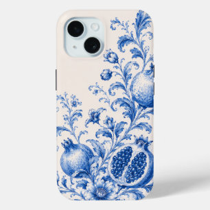 Blauwe granaatappel botanische telefoonhoes