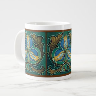 Blauwe Granaatappel Majolica Kunst Extra Grote Mok