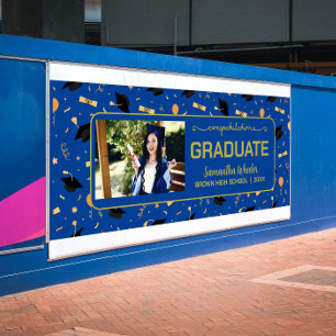 Blauwe granaten Afstuderen Afstuderen Aangepaste f Spandoek