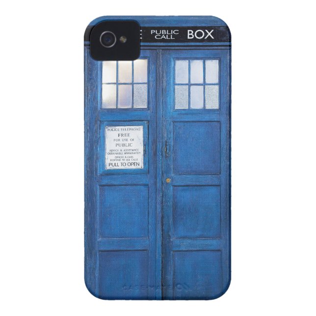 Blauwe Grappige Telefooncabine Call Box Case-Mate iPhone Case (Achterkant)