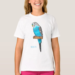 Blauwe grasparkiet vogel cartoon illustratie t-shirt
