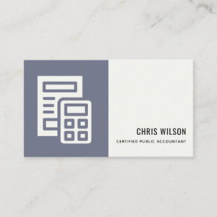 BLAUWE GRAY MODERN CALCULATOR ICON ACCOUNTING TAX VISITEKAARTJE