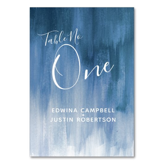 Blauwe grijs abstract moderne kunsttafel nummer éé kaart (Voorkant)