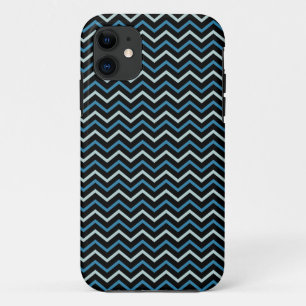Blauwe grijs en witte Chevron Monogram hoest iPhone 11 Hoesje