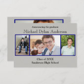 Blauwe/grijze achtergrond - 3x5 Afstuderen aankond Aankondiging (Voorkant / Achterkant)