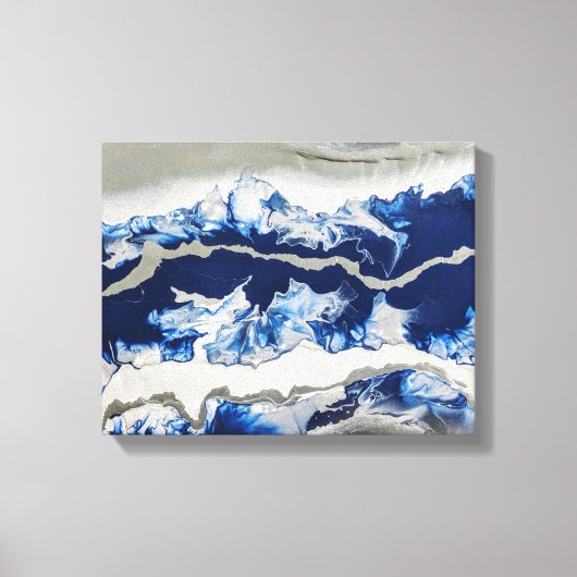 Blauwe grijze acrylverf Abstracte achtergrondkunst Canvas Afdruk (Voorkant)