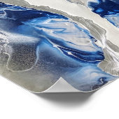 Blauwe grijze acrylverf Abstracte achtergrondkunst Poster (Hoek)