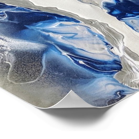Blauwe grijze acrylverf Abstracte achtergrondkunst Poster (Hoek)