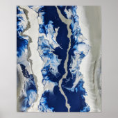 Blauwe grijze acrylverf Abstracte achtergrondkunst Poster (Voorkant)