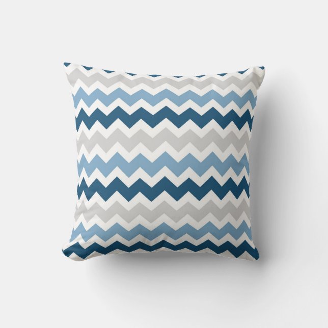 Blauwe grijze Chevron Decoratief Pillow Kussen (Voorkant)