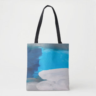 Blauwe, grijze en witte Abstracte kunstschilderend Draagtas