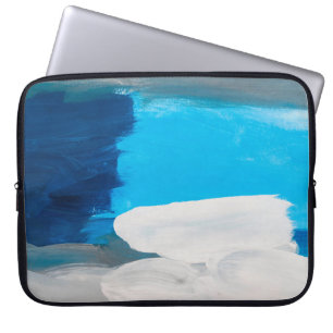 Blauwe, grijze en witte Abstracte kunstschilderend Laptop Sleeve