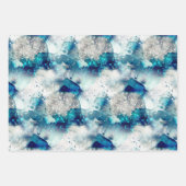 blauwe grijze feeststructuur inpakpapier vel (Voorkant)