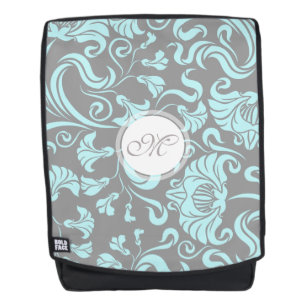 Blauwe grijze  Floral Pattern Monogram rugzak Rugtassen