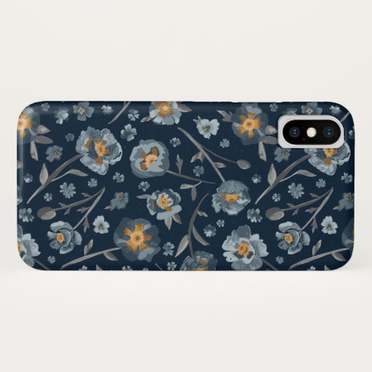 Blauwe grijze gele papaver afdrukken Case-Mate iPhone case (Achterkant (horizontaal))