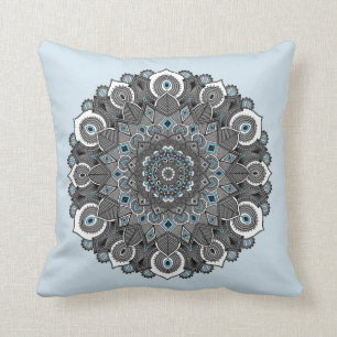 Blauwe grijze Mandala Pillow Kussen