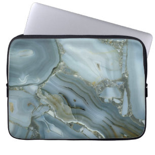 Blauwe grijze marmer met goudvein laptop sleeve