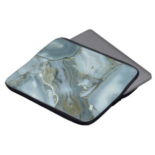 Blauwe grijze marmer met goudvein laptop sleeve