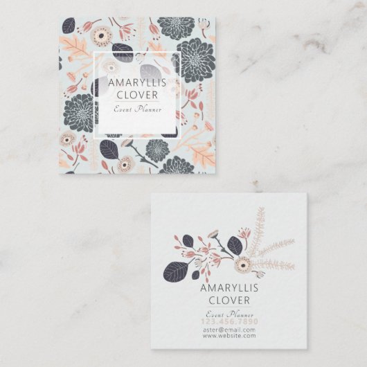 Blauwe grijze perzand voor speelvolle mixen geslee vierkante visitekaartje (Voorkant / Achterkant)