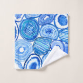 Blauwe grijze plakken bad handdoek (Wasdoekje)