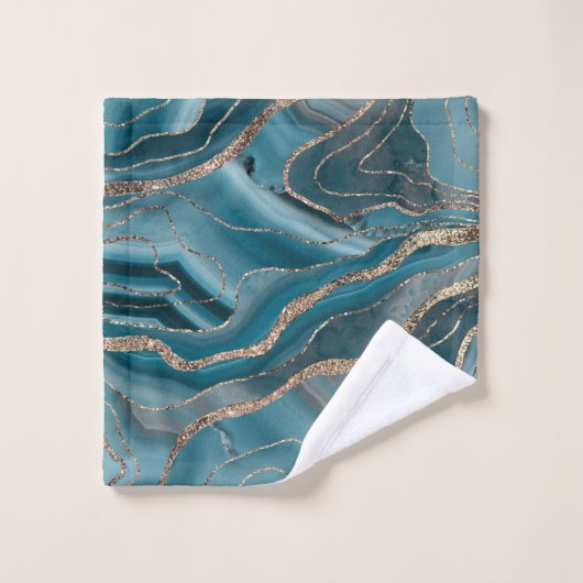 Blauwe grijze rog goud glitter glam #1 bad handdoek (Wasdoekje)