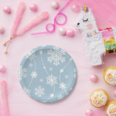 Blauwe grijze sneeuwvlokken Winter wonderland Vaka Papieren Bordje (Feest)