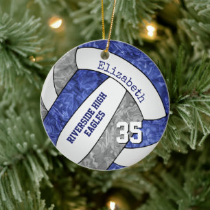 blauwe grijze volleybalteamkleuren keramisch ornament