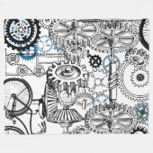 Blauwe grijze witte tandwielen Steampunk Boys Deco Fleece Deken (Voorkant (Horizontaal))